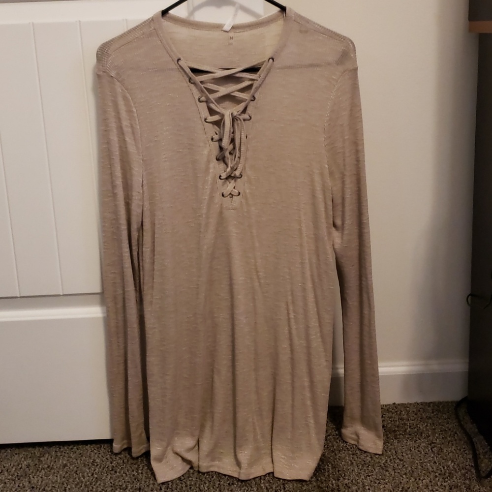 Lace Up Long Sleeve Top